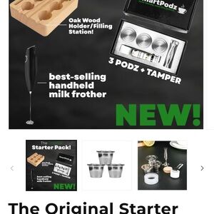 Nespresso SmartPodz Set with Black Frother and Silver Accessories